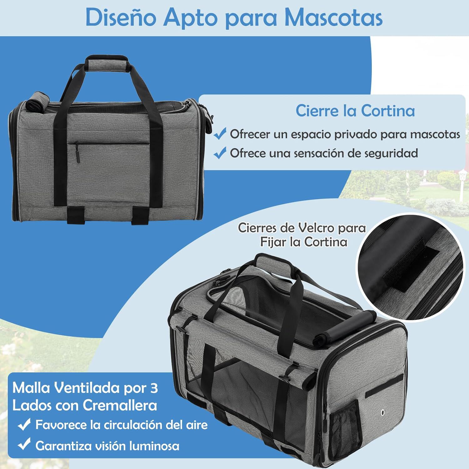 COSTWAY Transport&iacute;n Plegable con Ruedas para Mascotas, Bolsa Trasport&iacute;n de Viaje para Perros Gatos, Transportador con Almohadillas y Manija Telesc&oacute;pica para Mascotas Peque&ntilde;as Medianas, , large Imagen numero 4