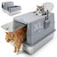Nobleza Arenero para Gatos de Acero Inoxidable Cubierto con Tapa Rabatible 120&deg; &ndash; Caja de Arena Grande Cerrada y Antifugas con Doble Entrada, Antiolor y Alfombrilla, Arenero Desmontable 3 en 1 para Gatos Grandes y Gatitos, , large indicador imagen numero 1