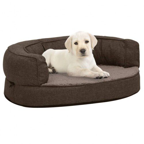 Vidaxl sof&aacute; acolchado ovalado con coj&iacute;n marr&oacute;n para perros, , large Imagen numero 1