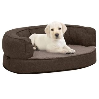 Vidaxl sofá acolchado ovalado con cojín marrón para perros