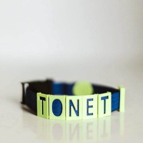 Seron collar personalizado de nylon azul y amarillo para mascotas, , large Imagen numero 1