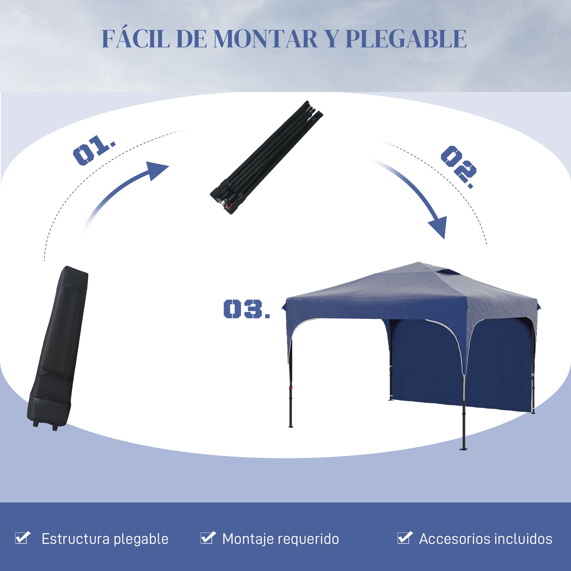 Outsunny Carpa Plegable Azul, , large Imagen numero 5