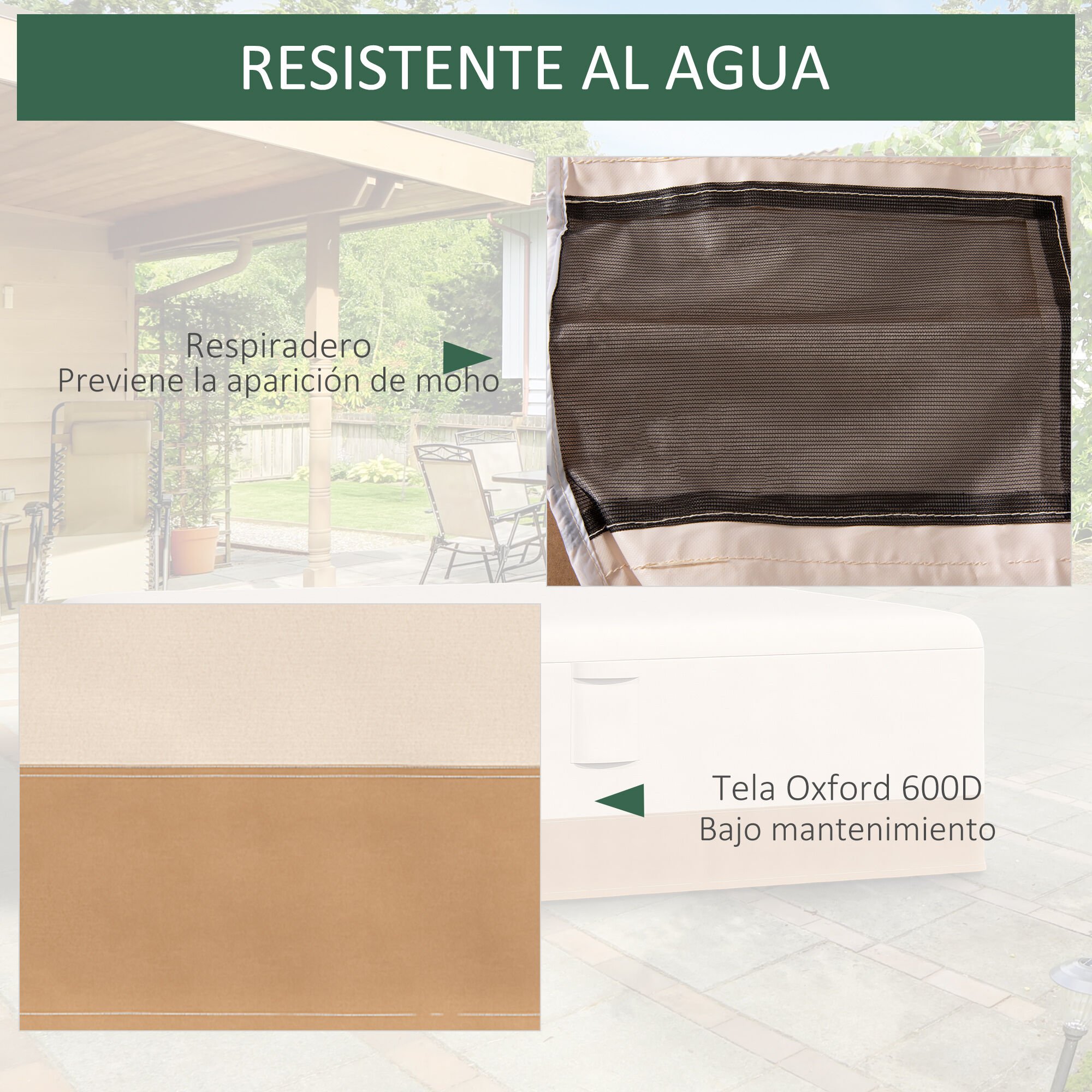 Outsunny Funda Protectora beige para Muebles de Jardín con tela oxford thumbnail
