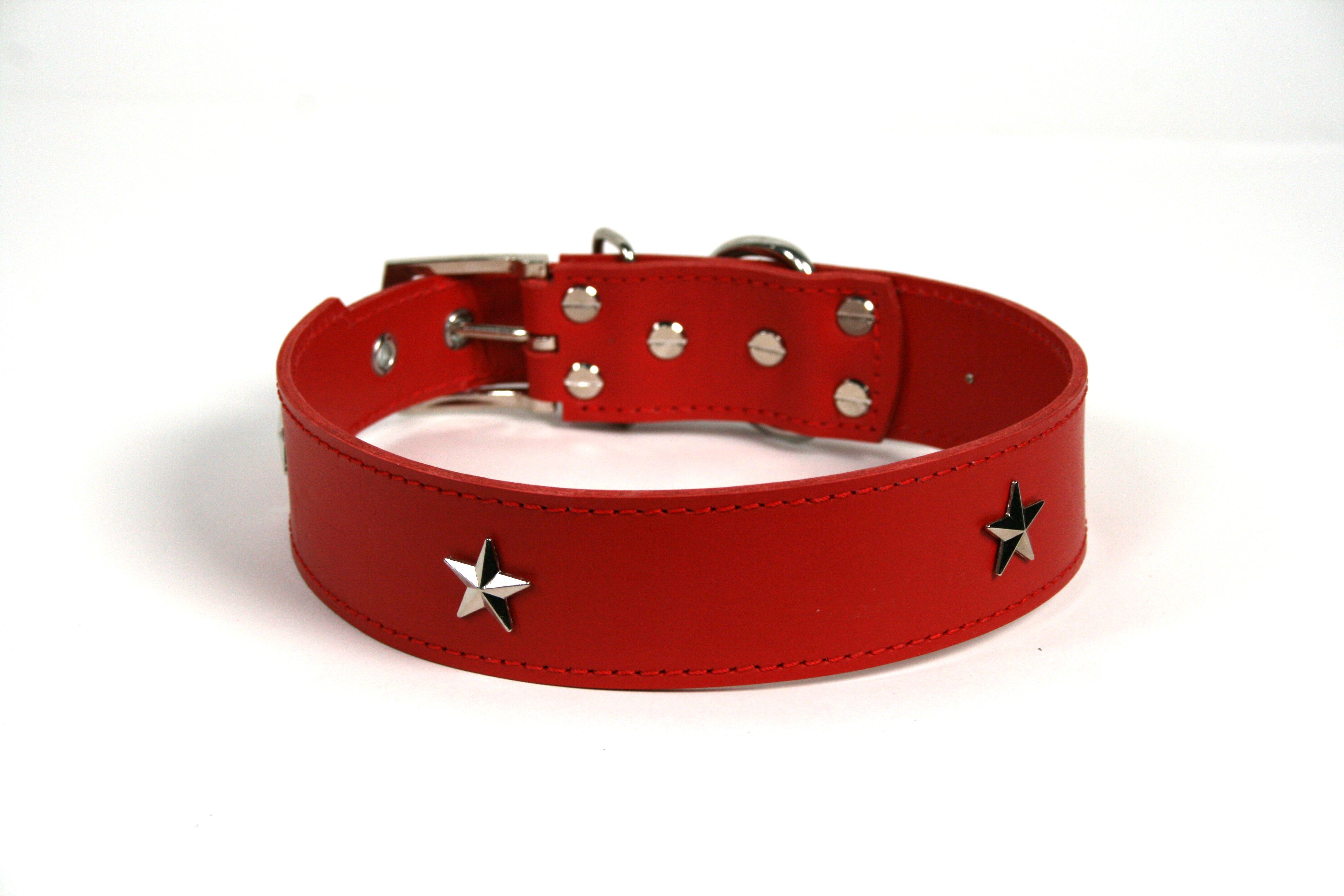 COLLAR DE PIEL ROJO CON  ESTRELLA, , large Imagen numero 1