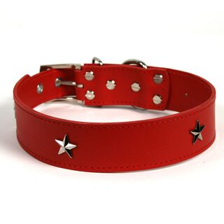 LGMCAN Collar de Piel rojo con estrella para perros