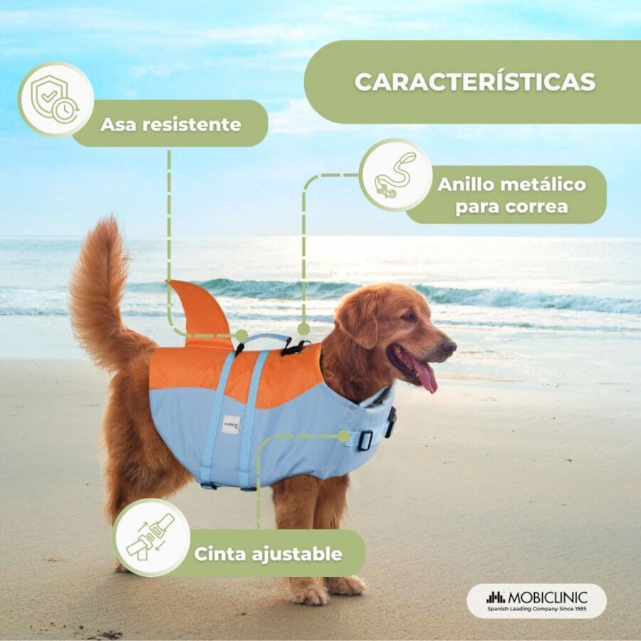 Chaleco salvavidas Mobiclinic para perros Arn&eacute;s ajustable Anilla para correa Asa ligera Aleta decorativa Sharky XL, , large Imagen numero 4