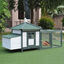 PawHut Gallinero de Madera de Pino Refugio Jaula para Gallinas Pollos Exterior con Caja Nido Bandeja Extraíble y Espacio para Correr 196x76x97 cm Verde y Blanco, , large indicador imagen numero 2