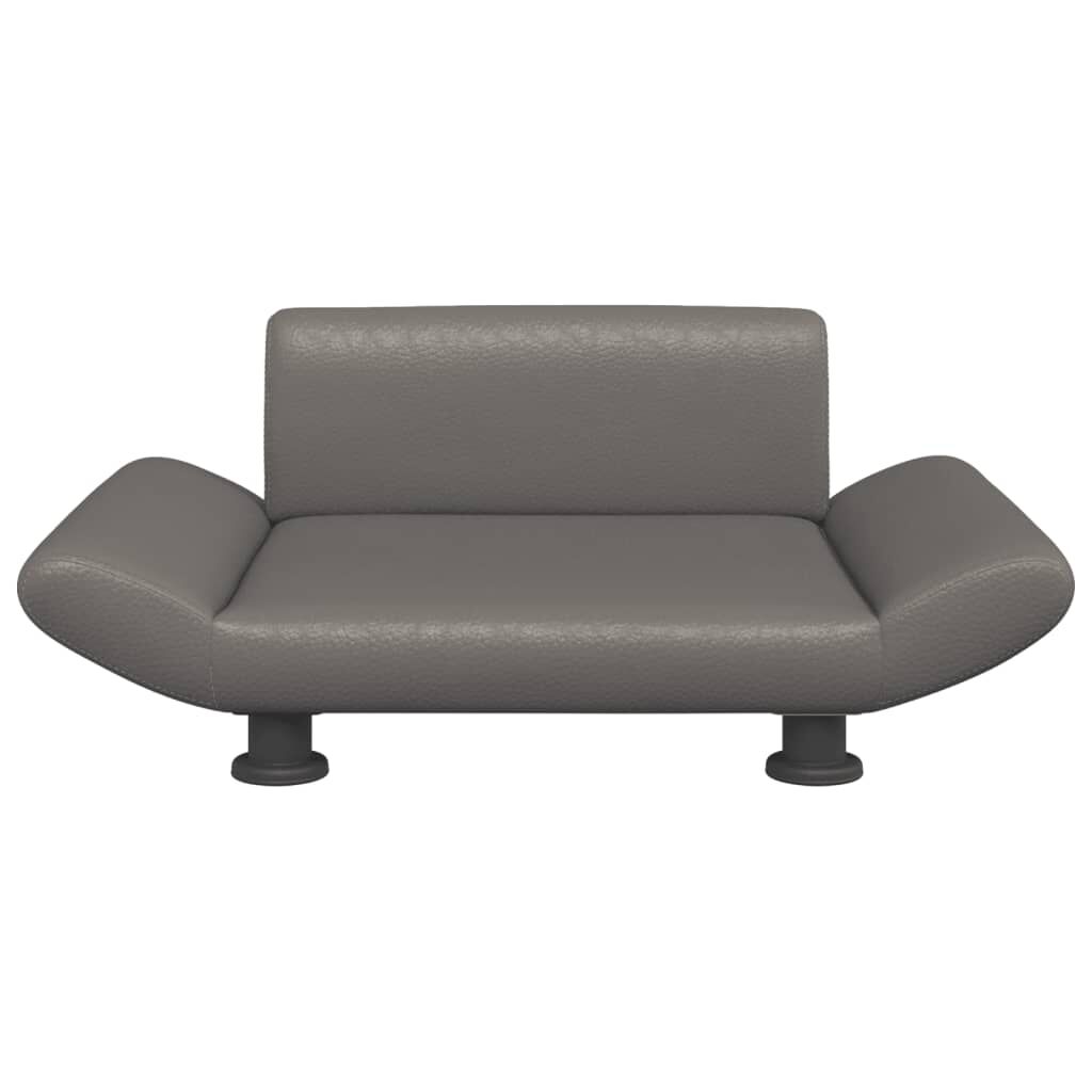 vidaXL Cama para perros de cuero sint&eacute;tico gris 70x45x28 cm, , large Imagen numero 2