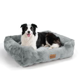 Nobleza Cama Perros Pequeños, Cama Gatos Peludo y Mullido, Felpa de Burbujas Ultra Suave, Acolchado Reforzado, Funda Desenfundable Fácil Limpieza, Base Antideslizante, 55x45x20cm, Gris