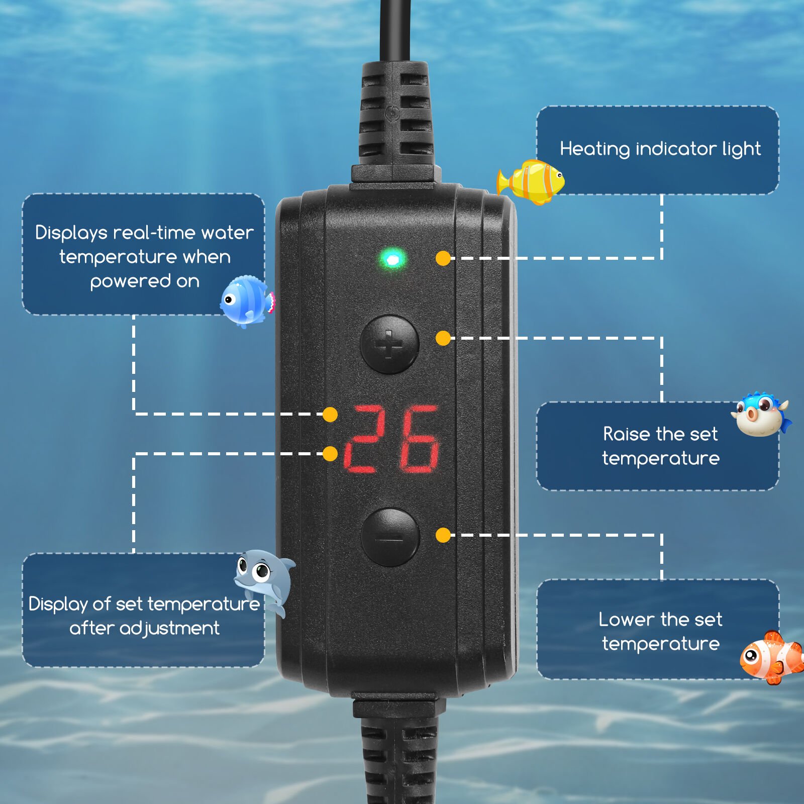 Nobleza Calentador de Acuario Sumergible para peces thumbnail