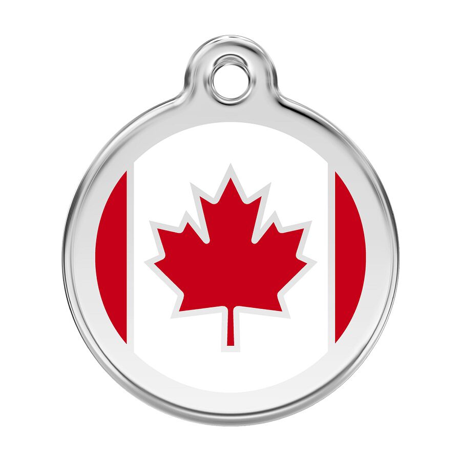 Placa identificativa Acero Inoxidable Esmalte Bandera Canadiense Rojo para perros, , large Imagen numero 1