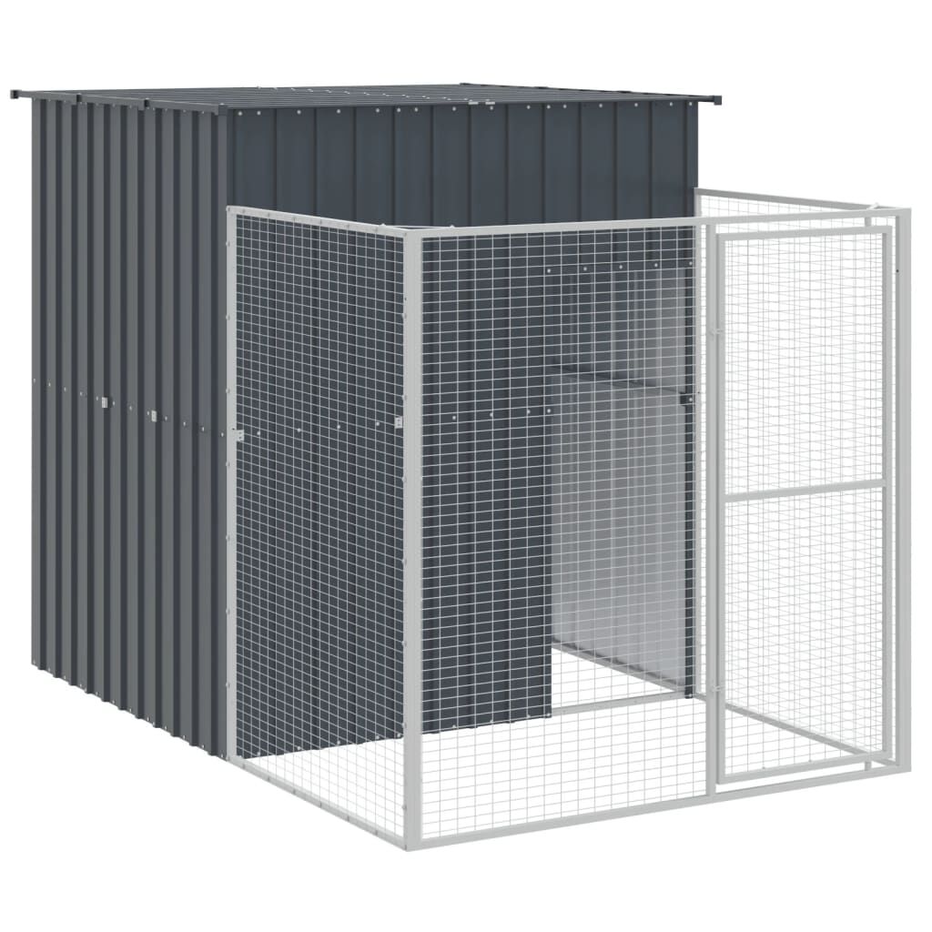 vidaXL Caseta de perros con corral acero galvanizado 165x455x181 cm, , large Imagen numero 18