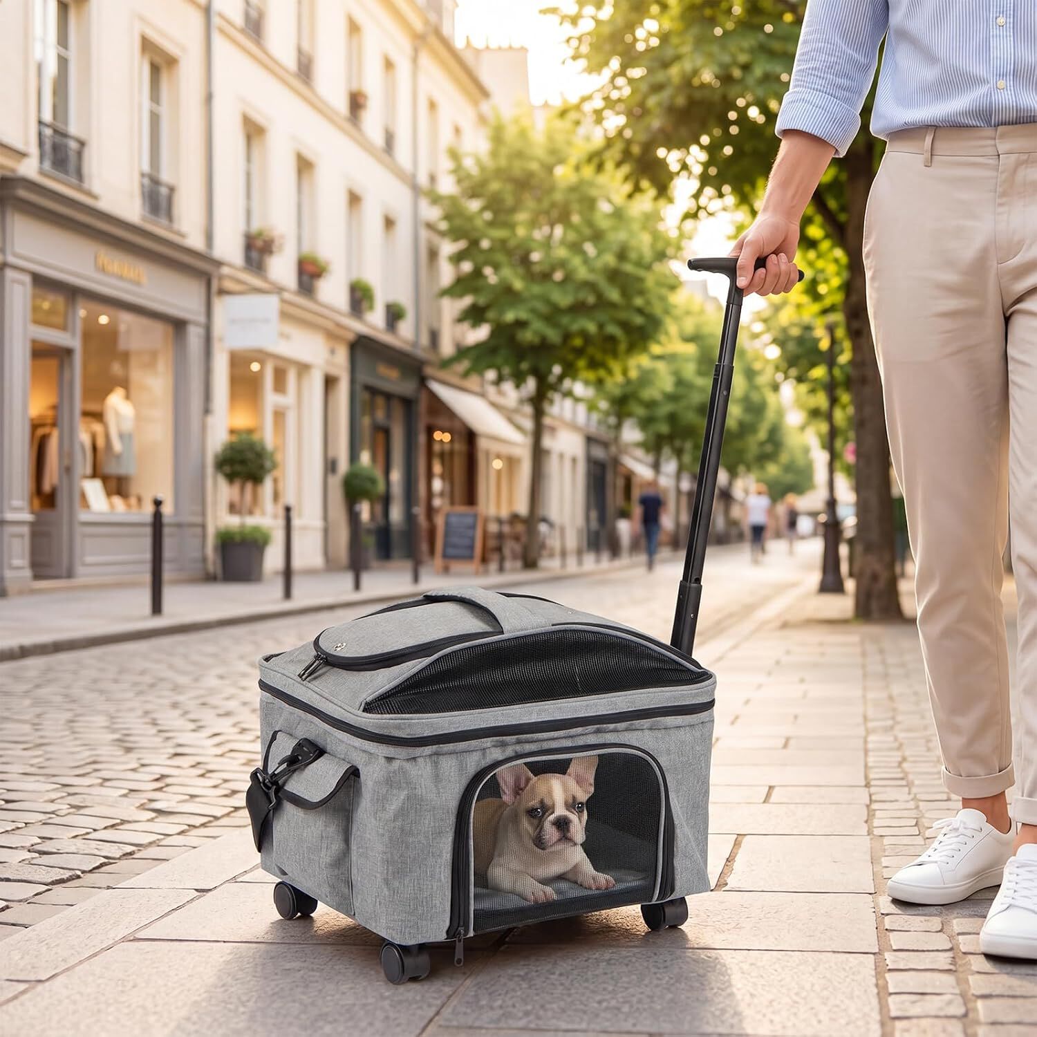 COSTWAY Transport&iacute;n para Mascotas con Ruedas y Asa Telesc&oacute;pica, , large Imagen numero 2