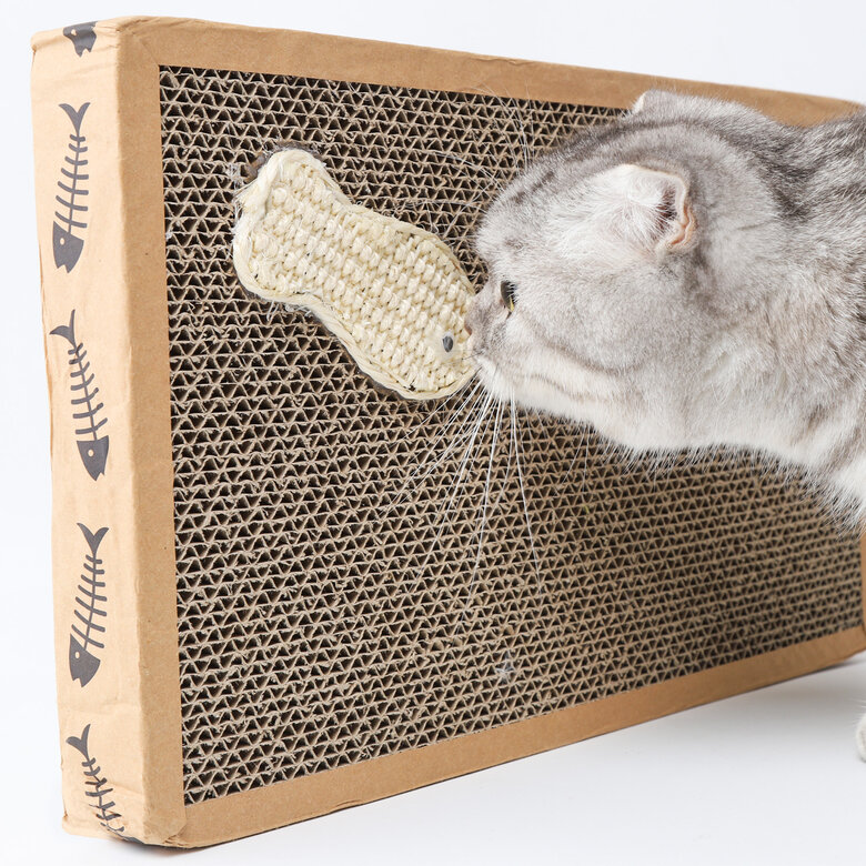 Nobleza - 2* Rascador de cartón para gatos. Alfombrilla con Catnip. 38.2*24.5*4cm, , large image number null