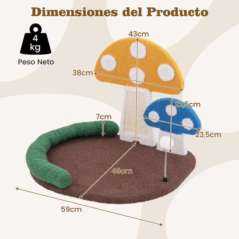 COSTWAY Cama en Forma de Seta con Rascador para Gatos thumbnail