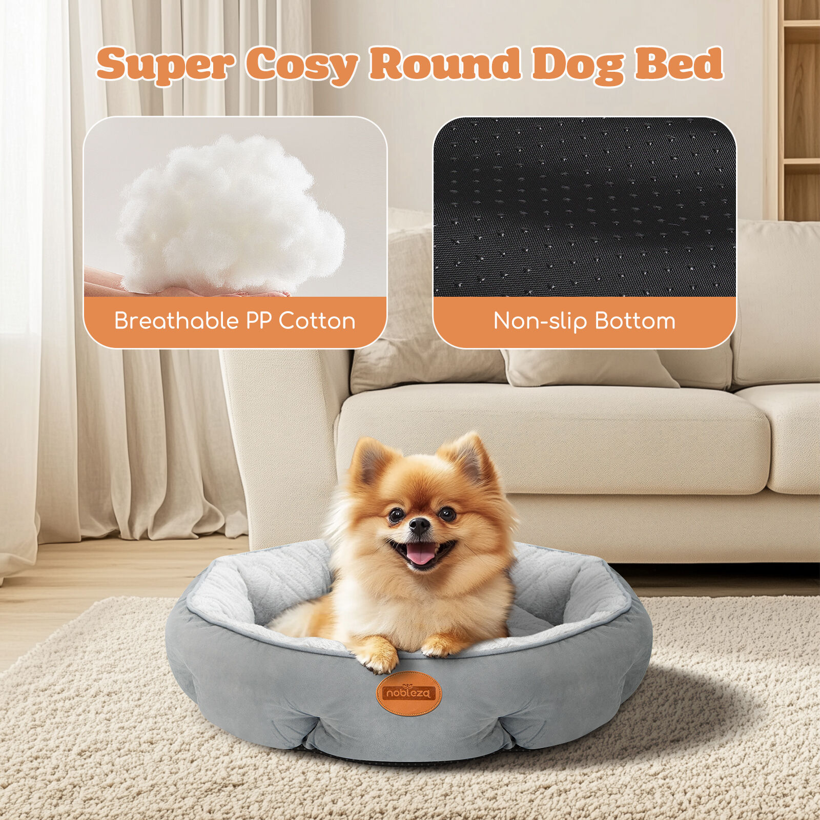 Nobleza Cama Redonda gris oscura para Perro y Gato thumbnail