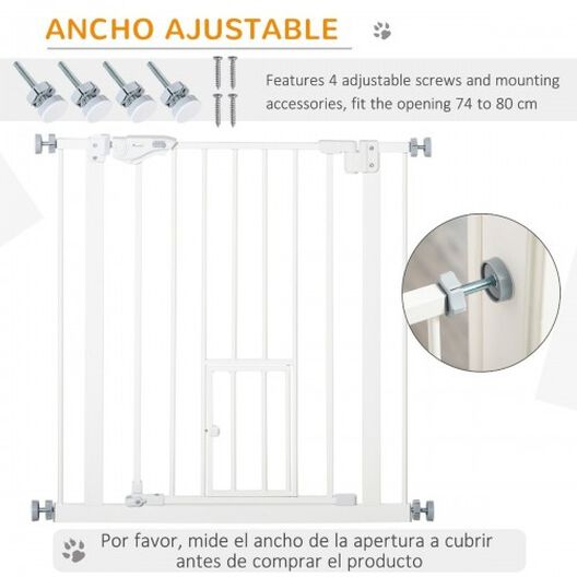 PawHut barrera de seguridad color blanco para mascotas, , large image number null