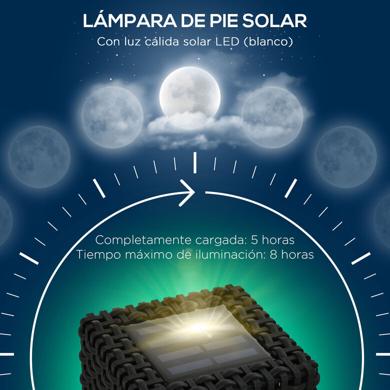 Outsunny Lámpara De Pie De Ratán Sintético Negro thumbnail