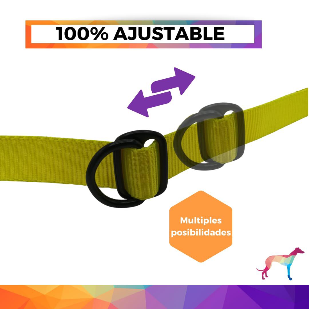 EGV - Correa multiposicion perro con doble asa de neopreno. Correa perro manos libres de 2,50 metros de longitud. (Amarillo), , large Imagen numero 3