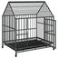 vidaXL Jaula para perros con ruedas acero galvanizado negro, , large indicador imagen numero 3