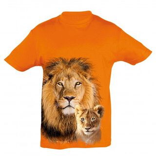 Camiseta Niño León y cachorro color Naranja