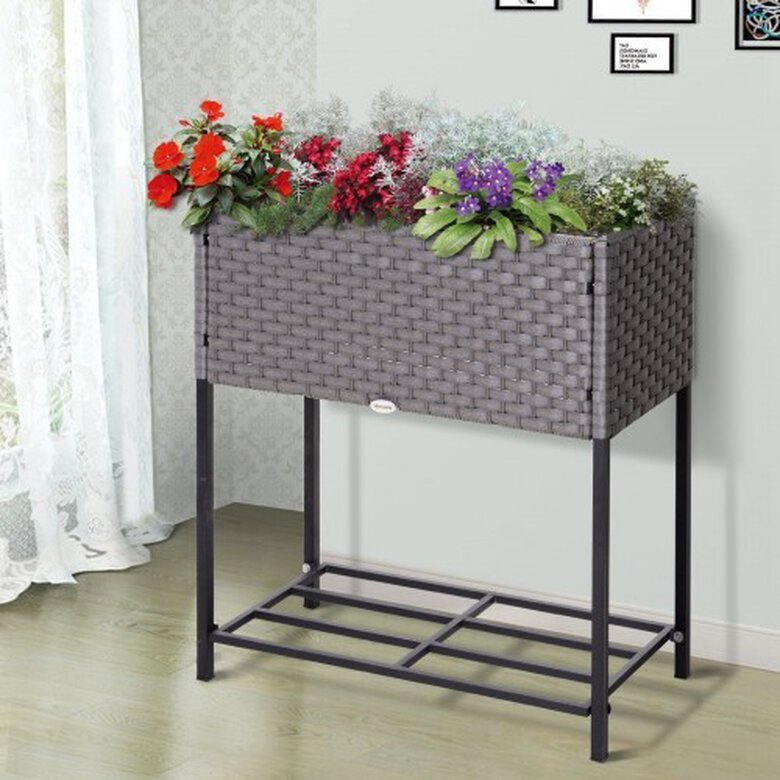 Jardinera rectangular Outsunny para balcón color Gris, , large image number null