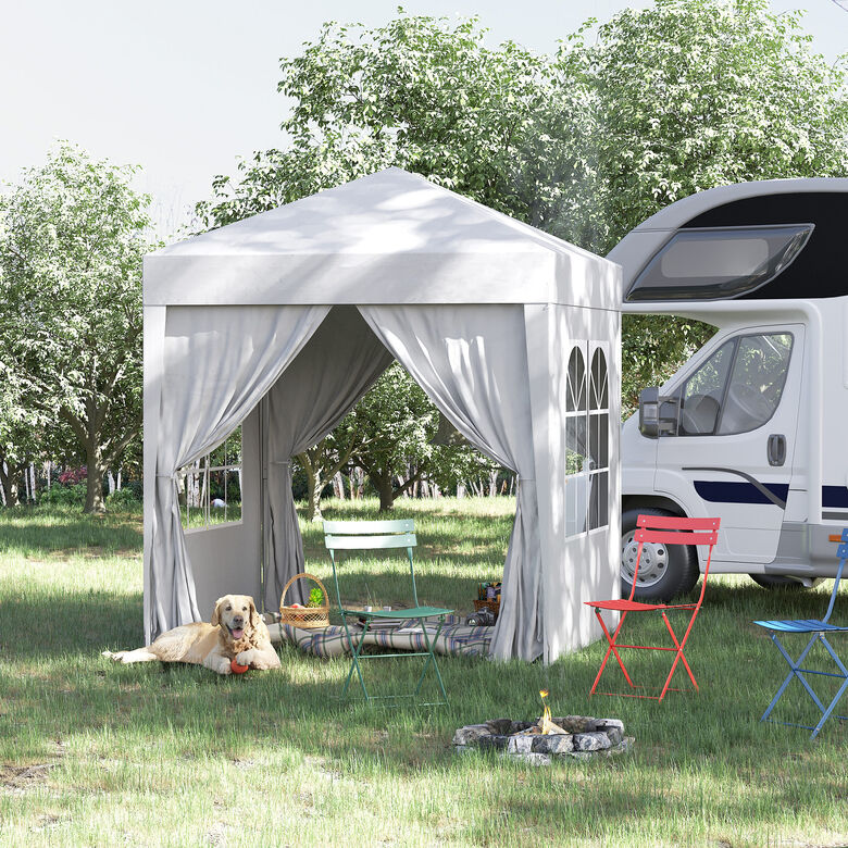 Outsunny Carpa Plegable Gazebo para Exterior Terraza Camping Fiestas Blanco thumbnail
