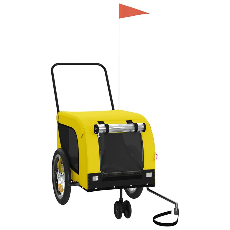 VidaXL Remolque bicicleta amarillo para perros y gatos thumbnail