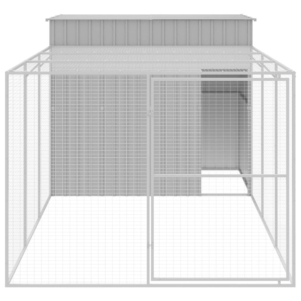 vidaXL Caseta perros corral acero galvanizado gris claro 214x865x181cm, , large Imagen numero 6