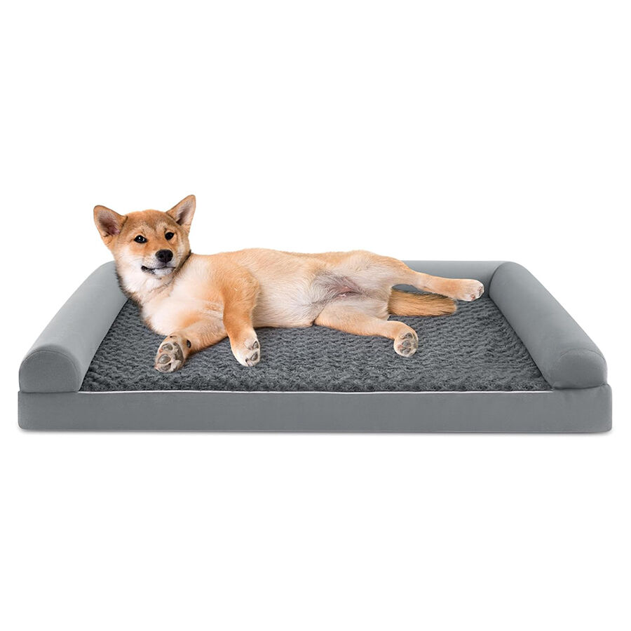 COSTWAY Cama Ortopédica para Perros, Cama Perro Grande con Tejido Interno Impermeable, Sofá para Perros con Funda Extraíble y Lavable, Gris, 135 x 91 x 18 cm (XX-Large) thumbnail