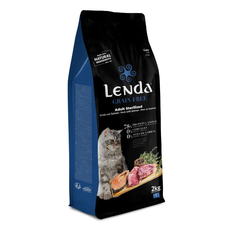 2 Kg Lenda Grain Free Cerdo, Salm&oacute;n y Krill pienso para gatos, , large Imagen numero 1