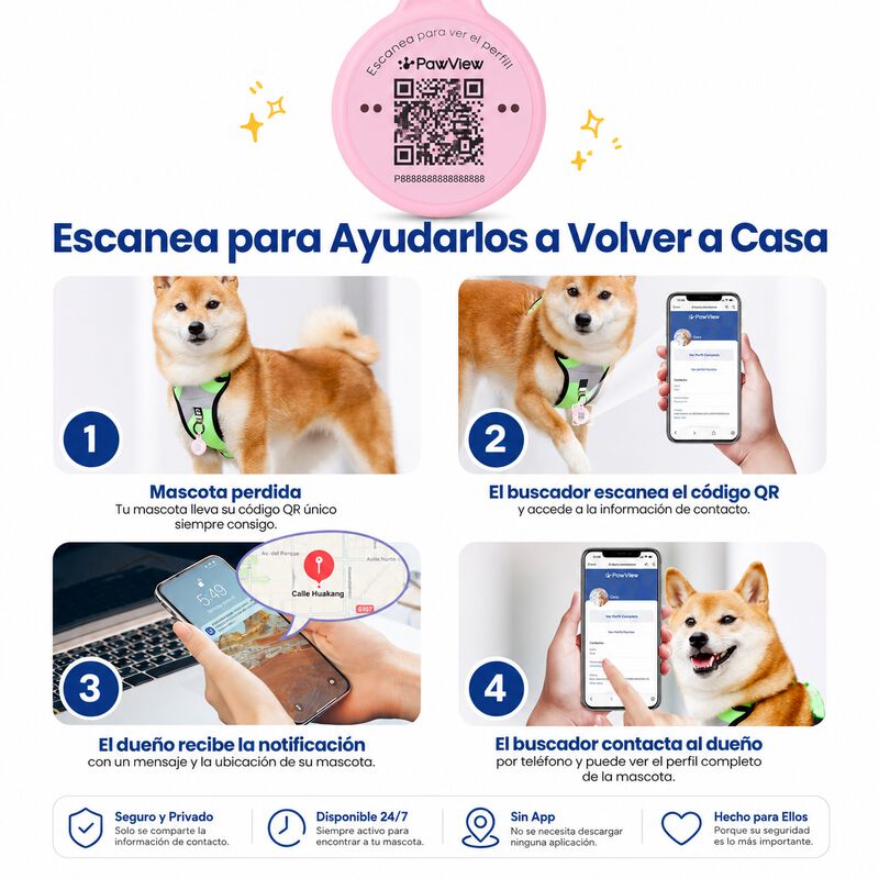 PawView Luz LED de Seguridad para Perros y Gatos con C&oacute;digo QR, Identificaci&oacute;n Digital, USB-C Recargable y 3 Modos de Luz, , large Imagen numero 4
