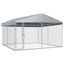vidaXL Perrera con toldo protector Plateado para mascotas, , large indicador imagen numero 1
