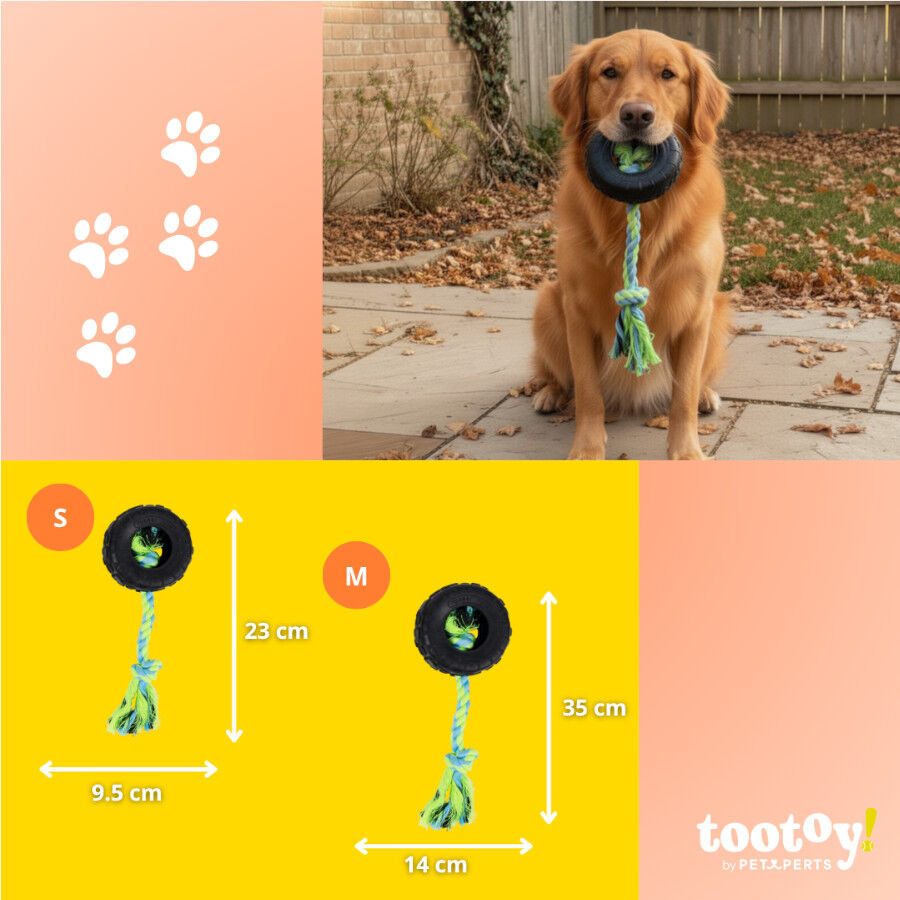 Tootoy! Mordedor Neum&aacute;tico de Goma con Cuerda para perros, , large Imagen numero 4