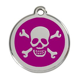 Red Dingo Placa identificativa Acero Inoxidable Esmalte Cruz Hueso Morado para perros