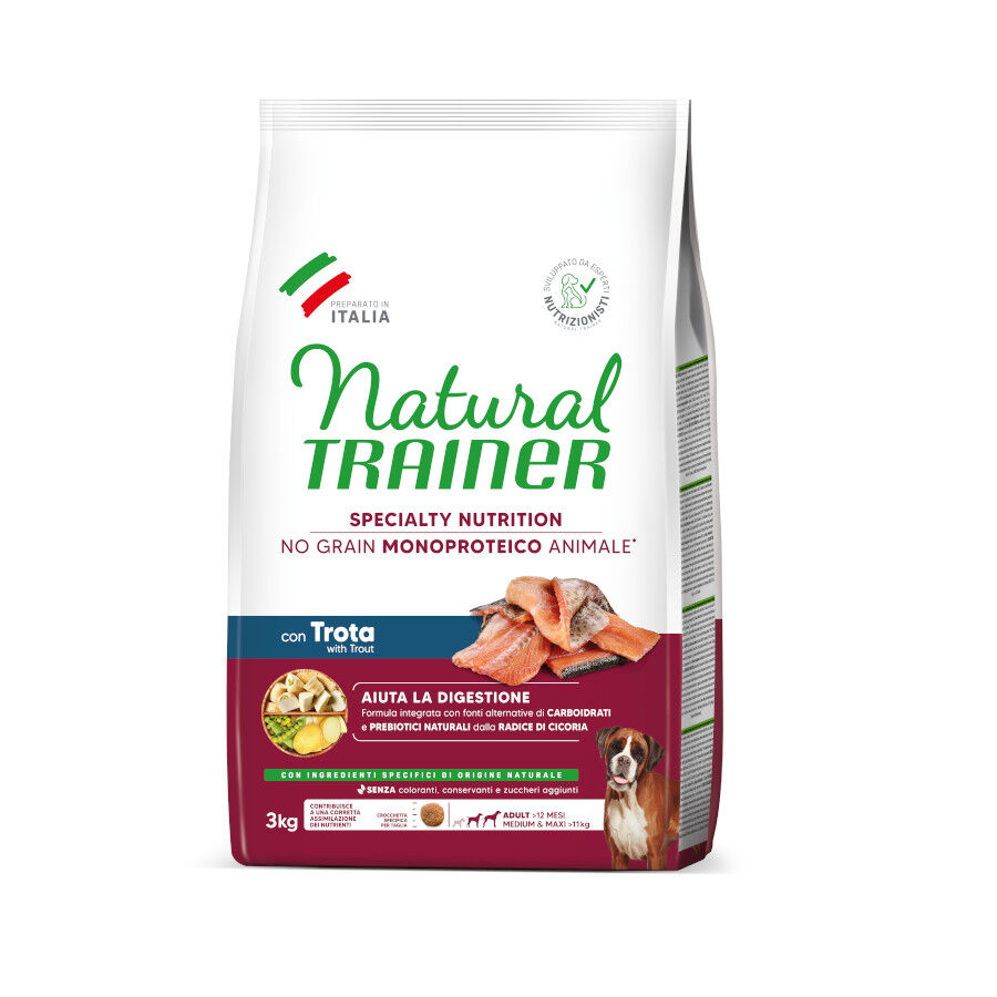 3 kg Natural Trainer Medium & Maxi Sensitive No Grain Trucha y Patatas pienso para perros, , large Imagen numero 1