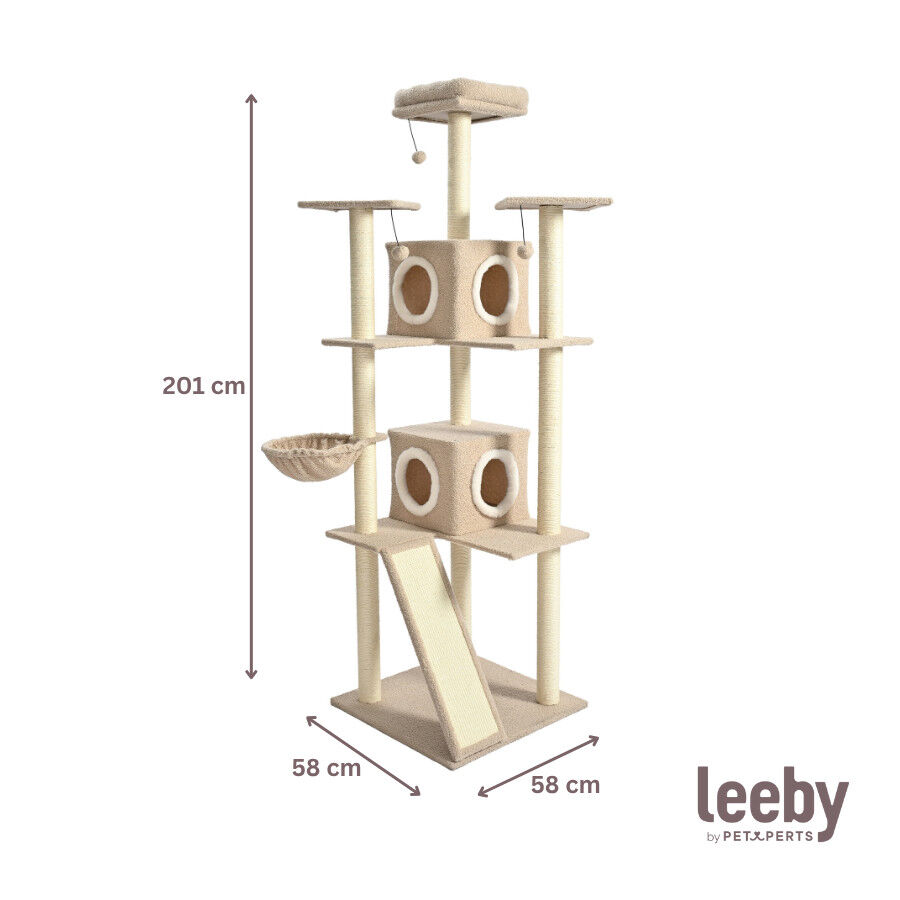 Leeby Boucle Collection Árbol rascador con camas y juguetes para gatos thumbnail