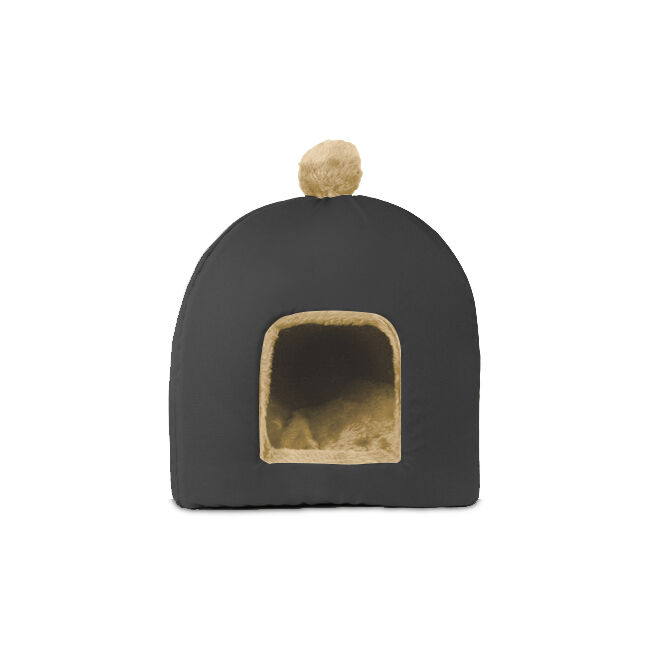 Gauty Cama Redonda para Perros y Gatos  Tela Impermeable y pelo - Gris y beige, , large Imagen numero 1