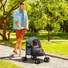 PawHut Cochecito para Mascotas Plegable Carrito para Perros y Gatos con Ventanas de Malla Cojín Lavable Correas de Seguridad Cubierta de Tela Oxford y Marco de Acero 82x47x97 cm Gris., , large image number null