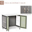 PawHut Jaula para Perros de Madera Mesa Auxiliar 85x55x75 cm con Tablero de Almacenaje 2 Puertas de Cerradura y Rejillas de Acero Mueble Perrera para Interiores Gris, , large indicador imagen numero 5