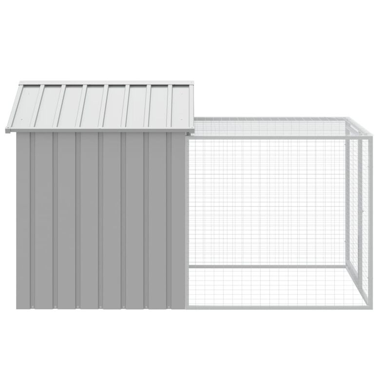 vidaXL Gallinero con corral acero galvanizado gris claro para gallina thumbnail