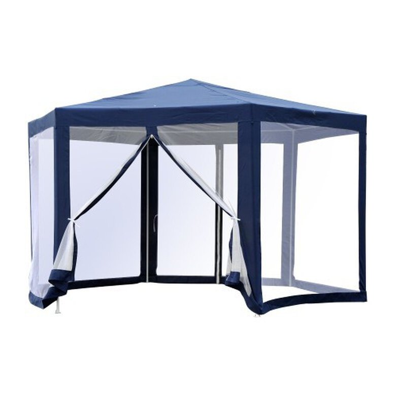 Cenador con Mosquitera Outsunny para Jardín color Azul, , large image number null