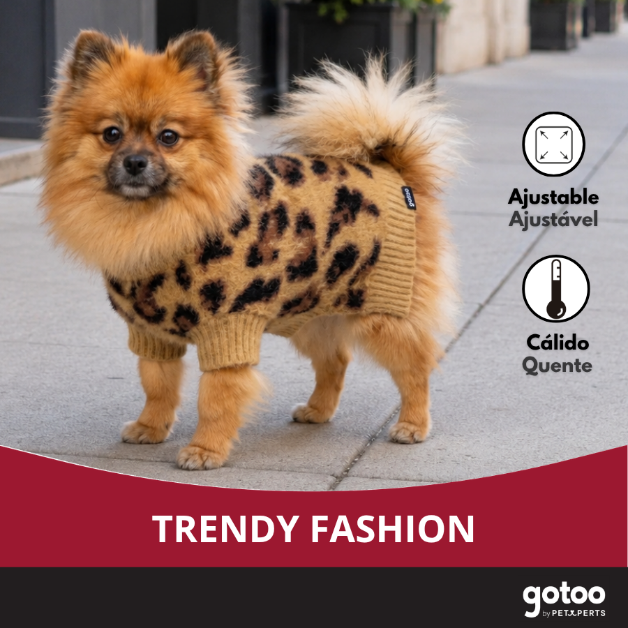 Gotoo Jersey Punto Estampado Leopardo para perros, , large Imagen numero 6