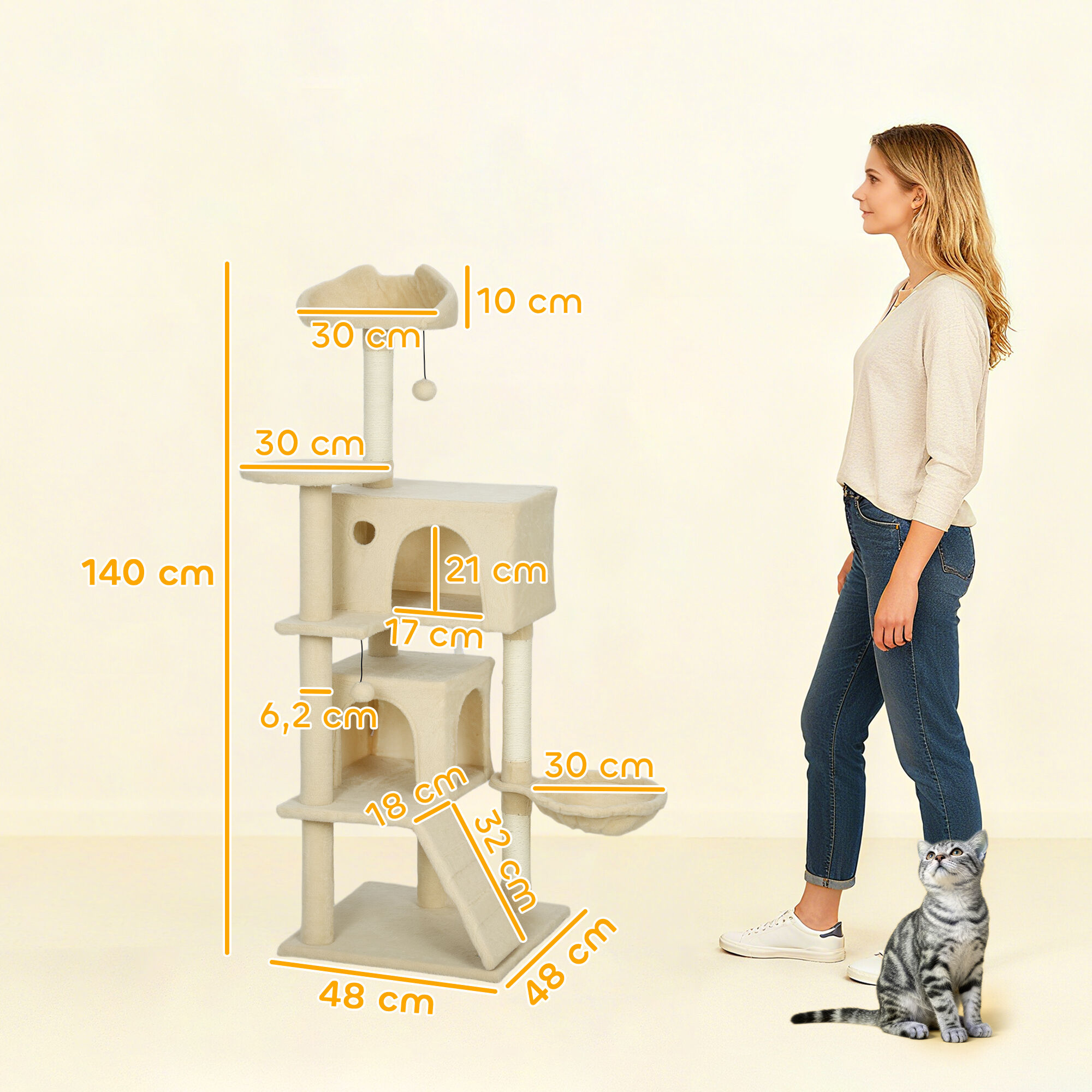 PawHut Árbol para Gatos Beige thumbnail