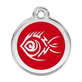 Red Dingo Placa identificativa Acero Inoxidable Esmalte Tribal Pez Rojo para perros
