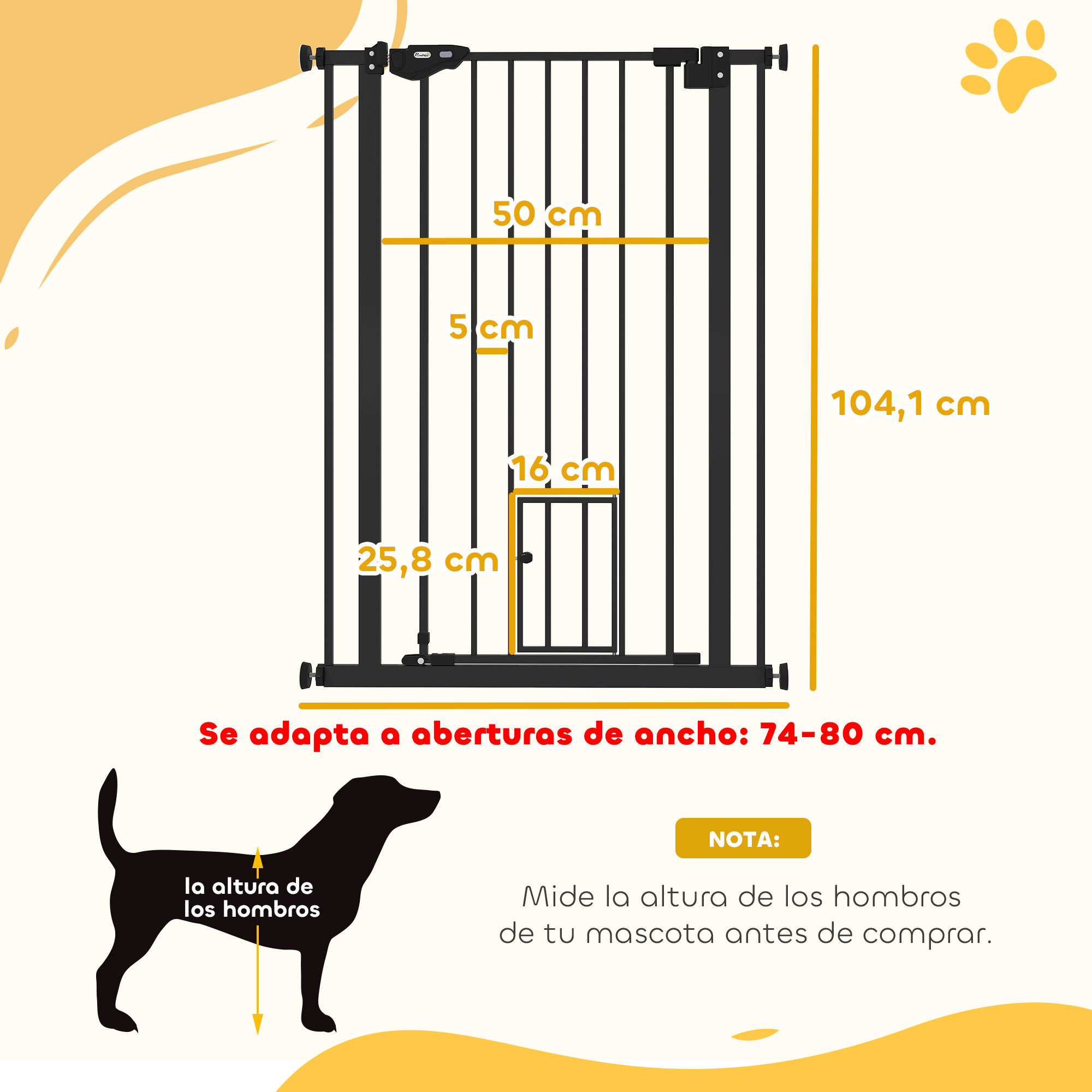 PawHut Barrera de Seguridad Negro, , large Imagen numero 3