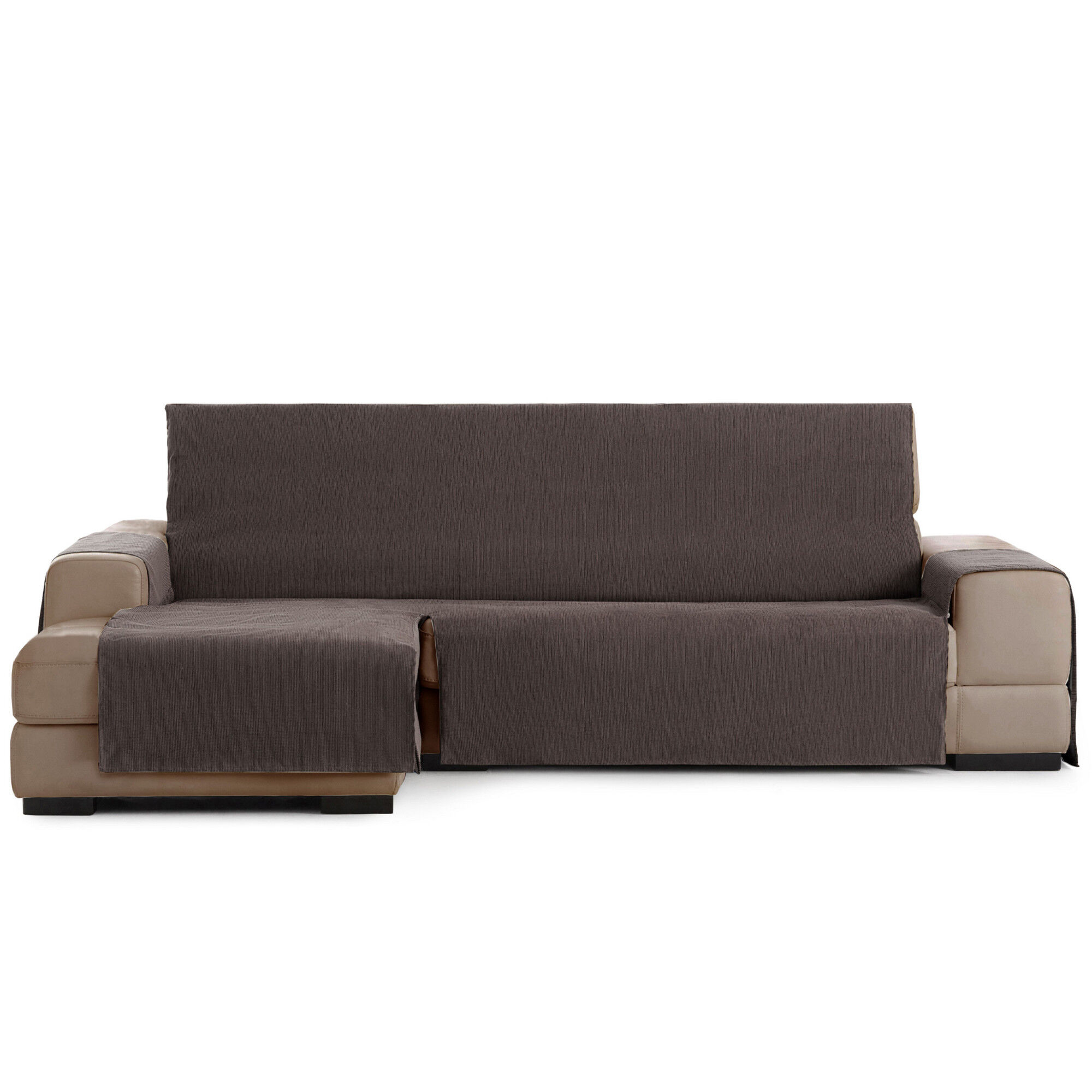 Vipalia Protector Funda Chaise Longue Lisa. Cubresofa Chenilla. Dise&ntilde;o Elite. Color Marron. Chaise Largo Izquierda, , large Imagen numero 4