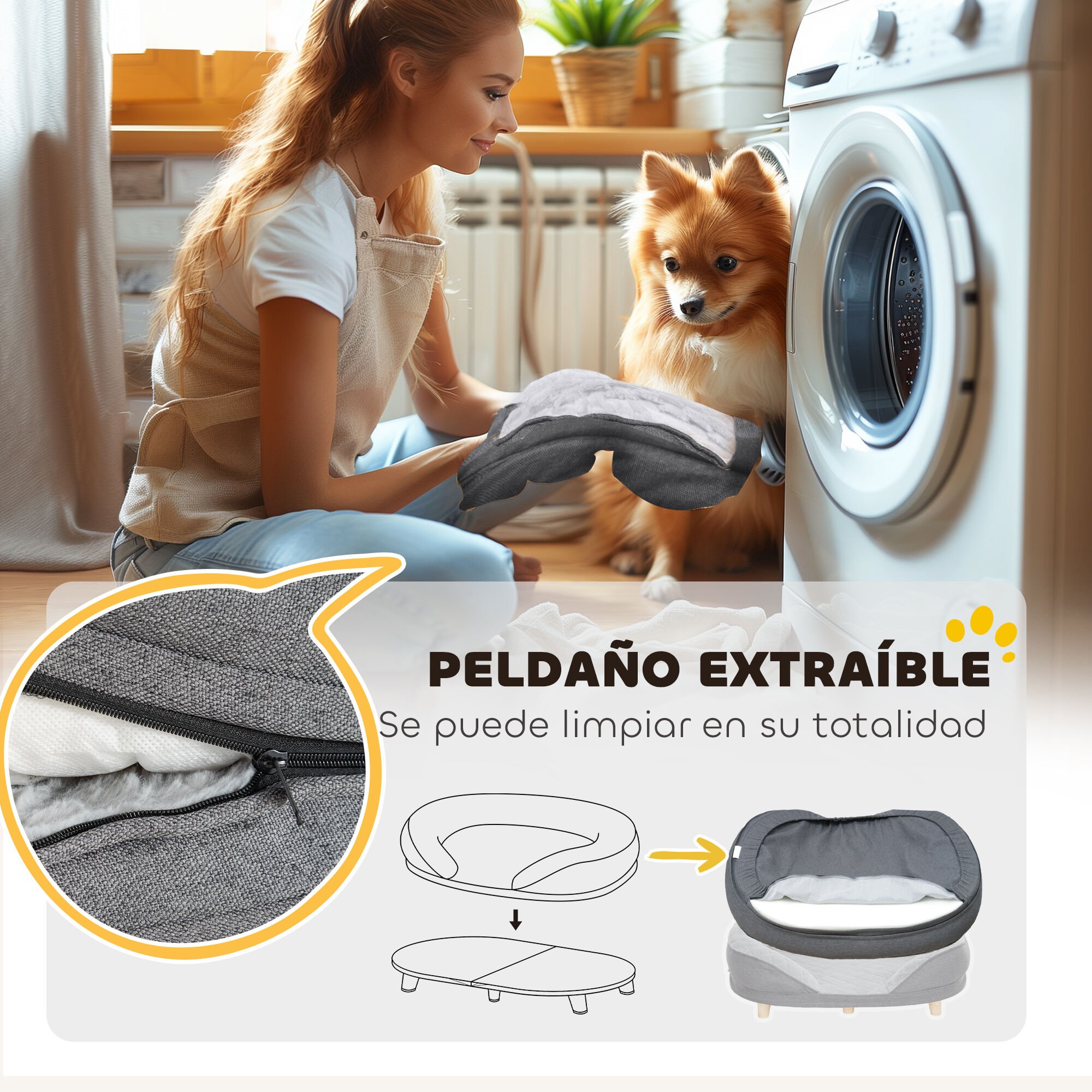 PawHut Sofá para gris Perros medianos y Grandes thumbnail