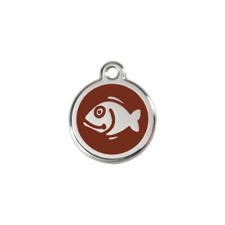 Red dingo Placa identificativa Acero Inoxidable Esmalte Pez Marron para gatos