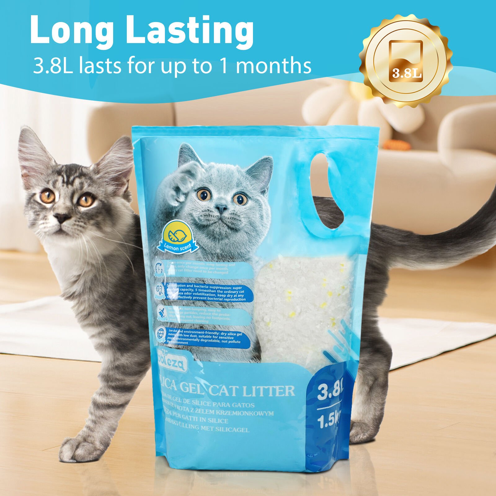 Nobleza Arena de sílice Absorbente y Cómodo para Gatos thumbnail